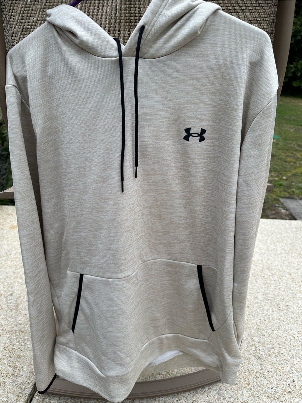 Under Armour Men’s Hooded Pullover Sweatshirt in Cream and Black